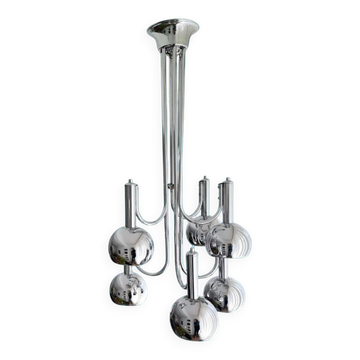Chromed 6-Light Cascading Chandelier