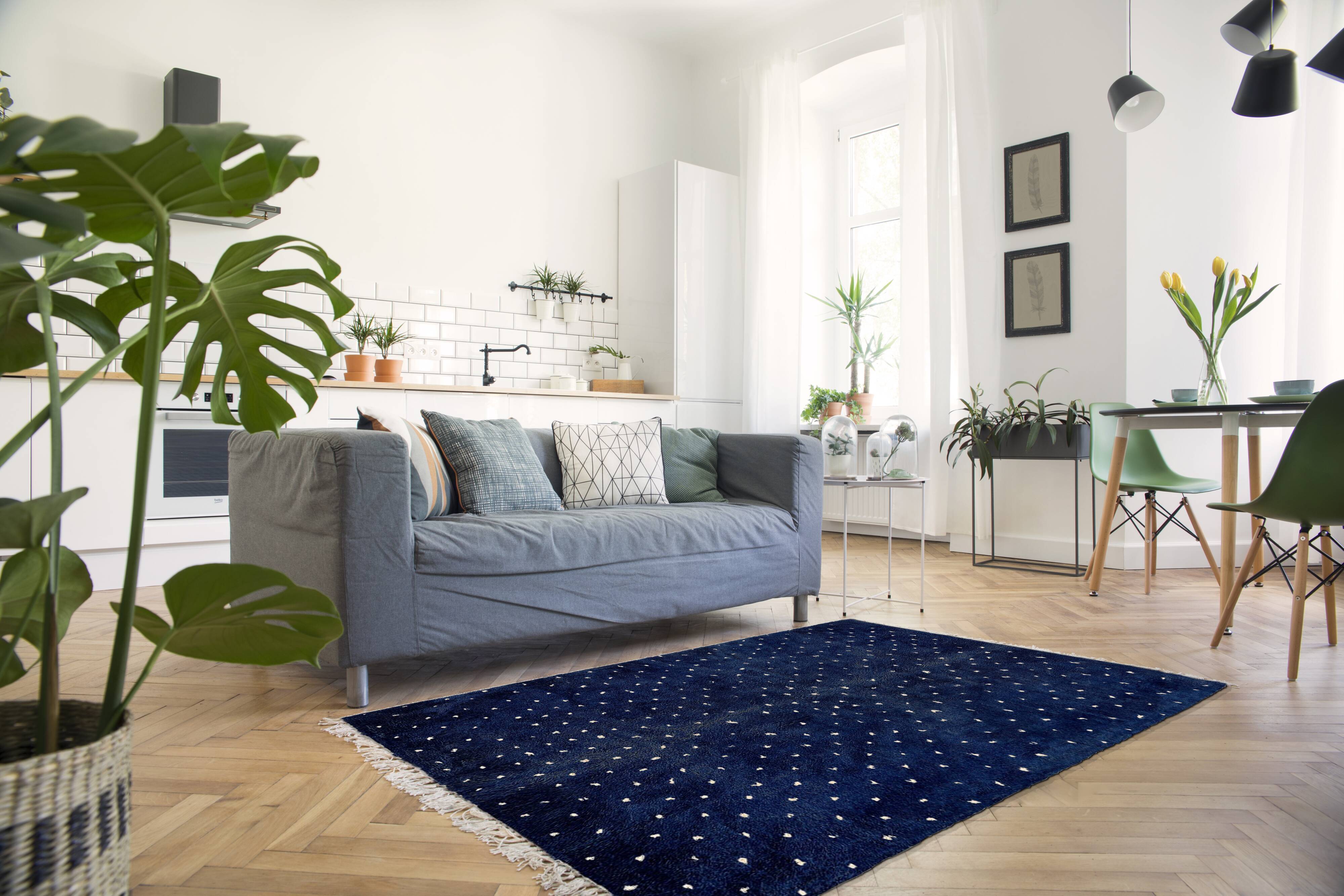 Modern Moroccan carpet dark blue 240x180cm