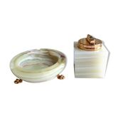 Ensemble cendrier et briquet de table en onyx 1960-70