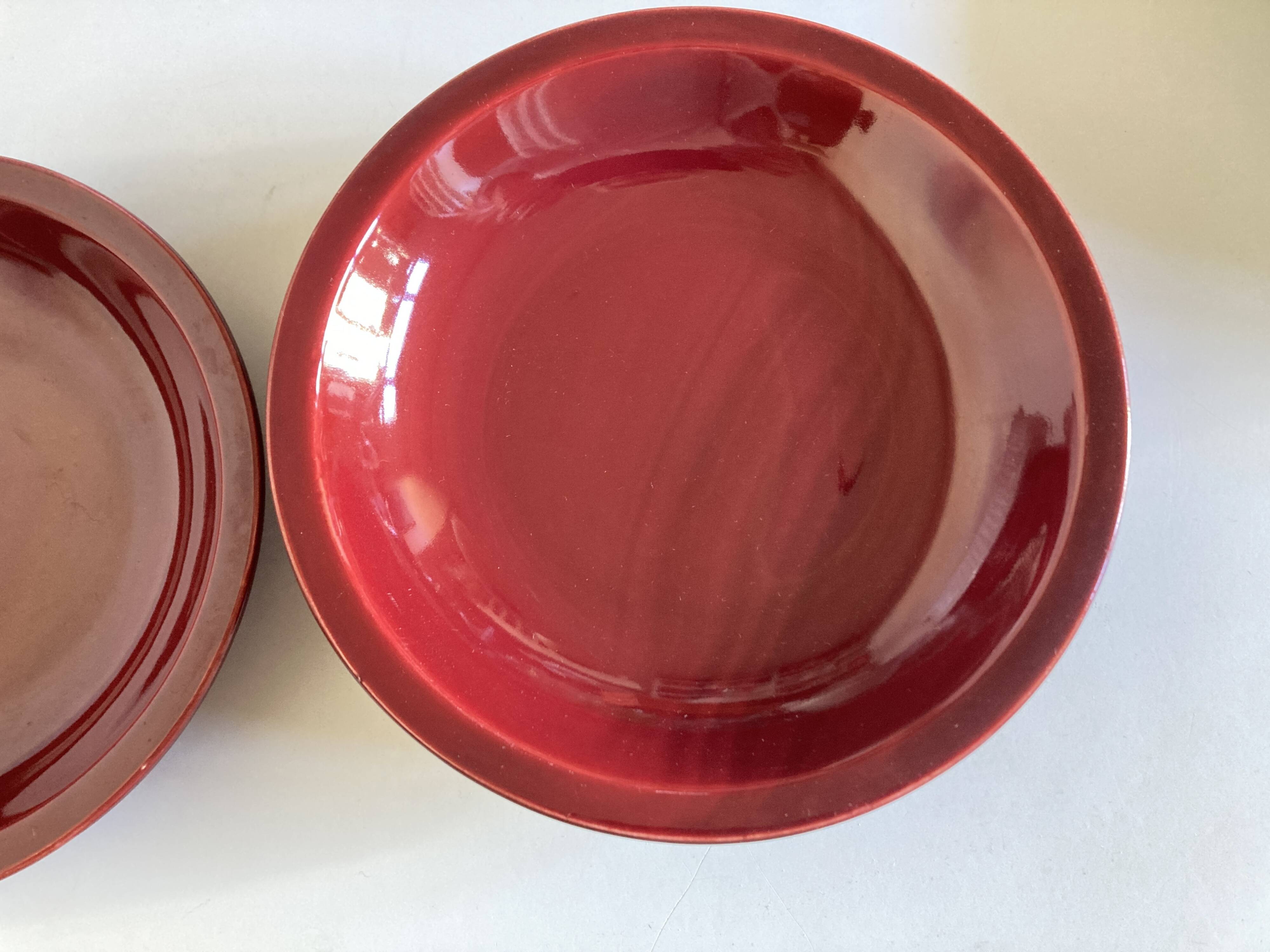 Set de 5 assiettes calotte mid century faience de Longchamp 1970