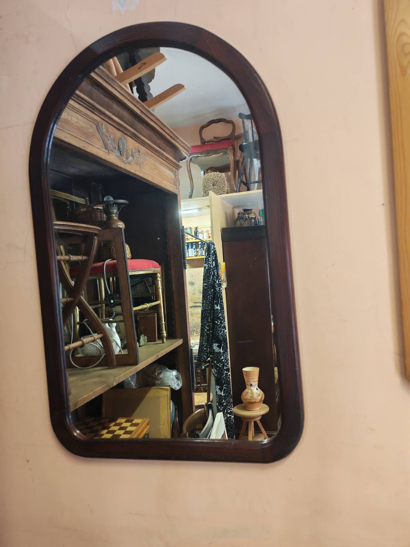 Miroir arche en bois vintage Pologne 1970
