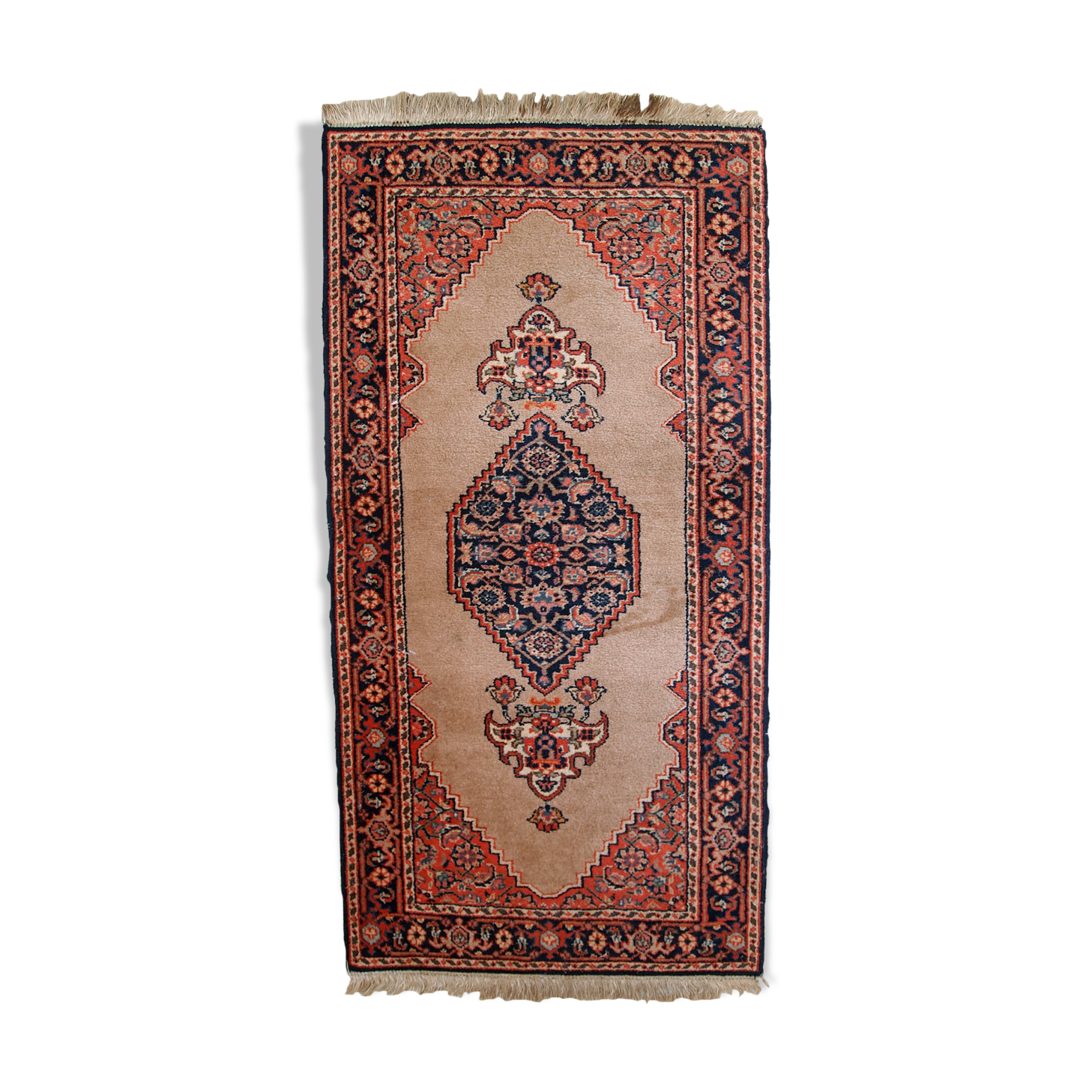 Vintage Indian Carpet Tabriiz handmade 60cm x 118cm 1960s, 1C729