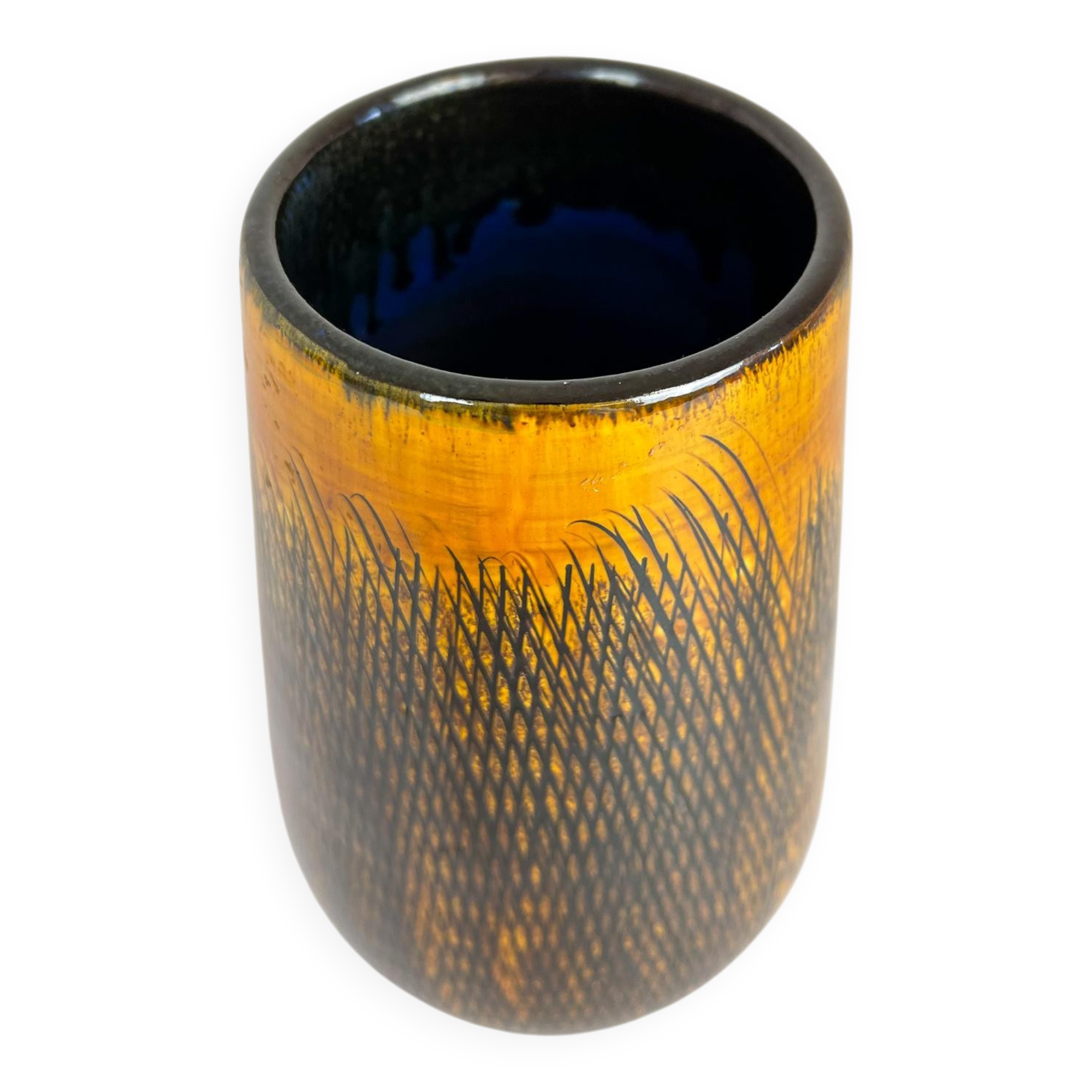 Mid-century modern set of 4 ceramic vases by Upsala-Ekeby "Fiamma" Sweden, 1960s.