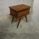 Vintage rattan bedside table with tapered legs - Circa 1960