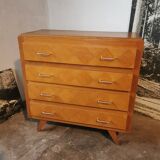 Vintage chest of drawers, compass legs, light wood
