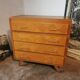 Vintage chest of drawers, compass legs, light wood