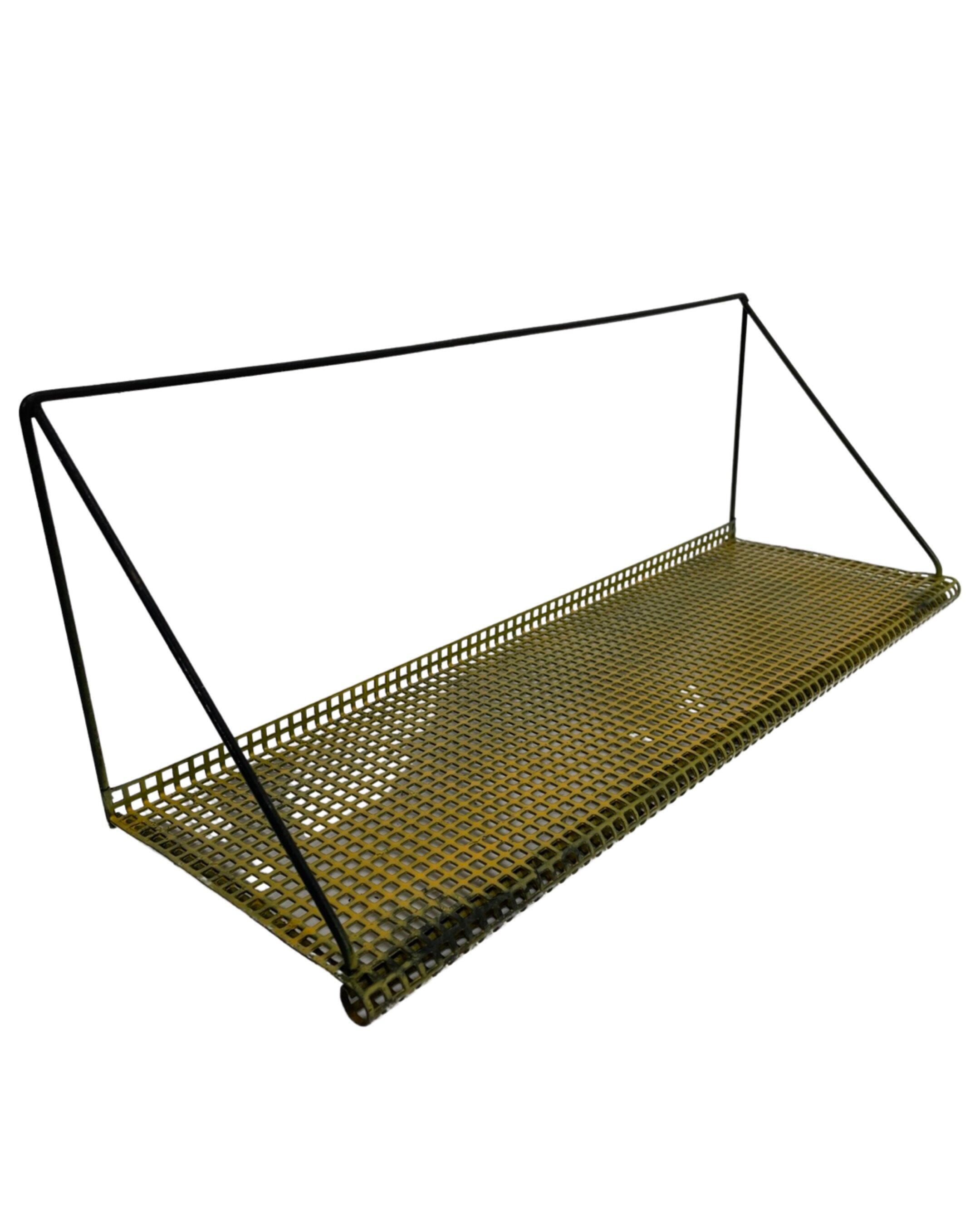 Vintage Wall shelf Pilastro perforated yellow wall unit 1960