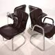 Set of four Cidue leather chrome cantilever chairs by Willy Rizzo, 1970