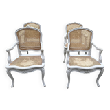 Set of 4 cane armchairs