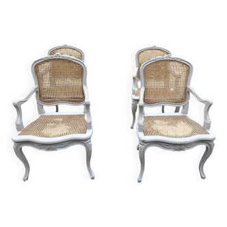 Lot de 4 Fauteuils en cannage