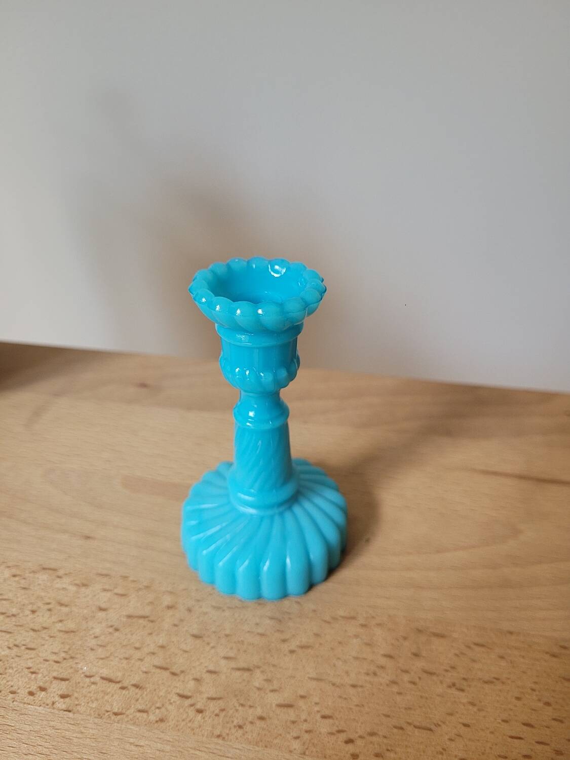 Blue opaline candle holder