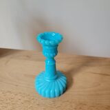 Blue opaline candle holder
