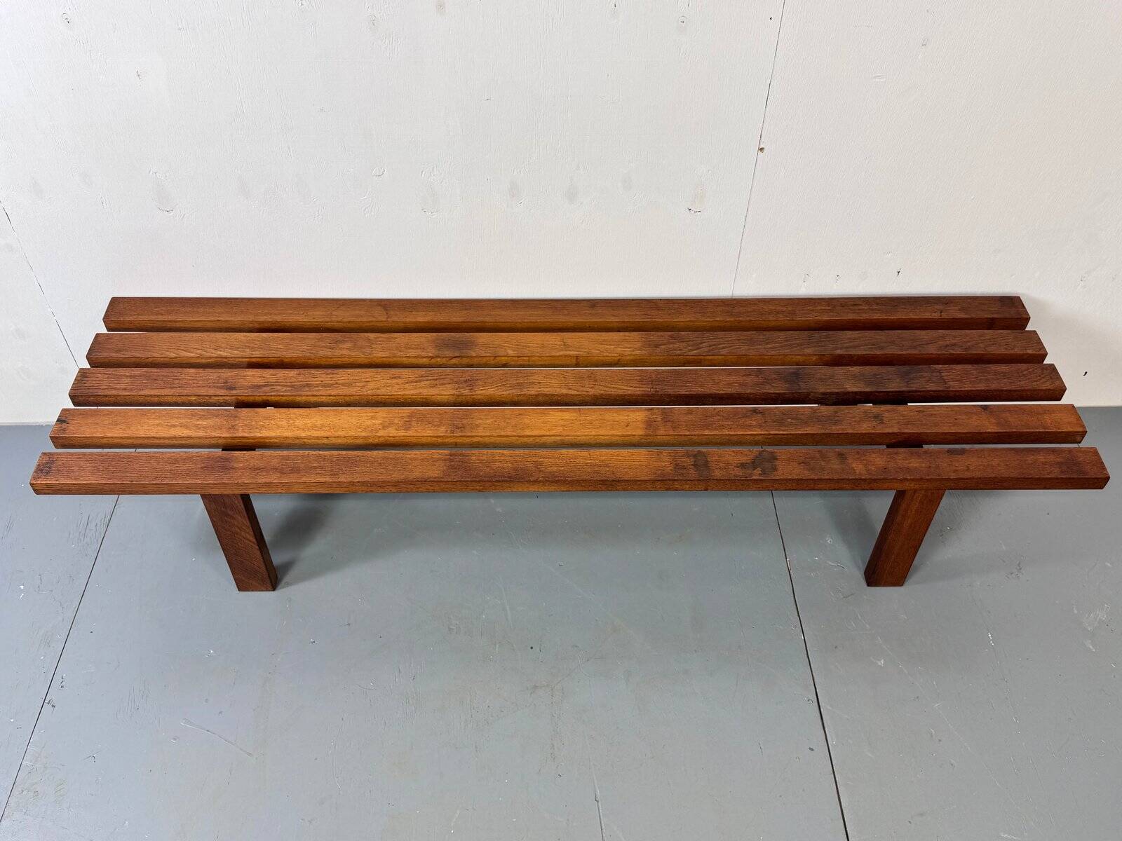 Mid-century modern brown wood slatted coffee table by Martin Visser for 't Spectrum, 1960s