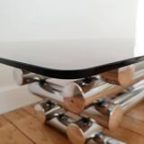 70s designer chrome base coffee table
