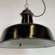 Industrial Black Enamel Factory Lamp with Cast Iron Top, 1950s