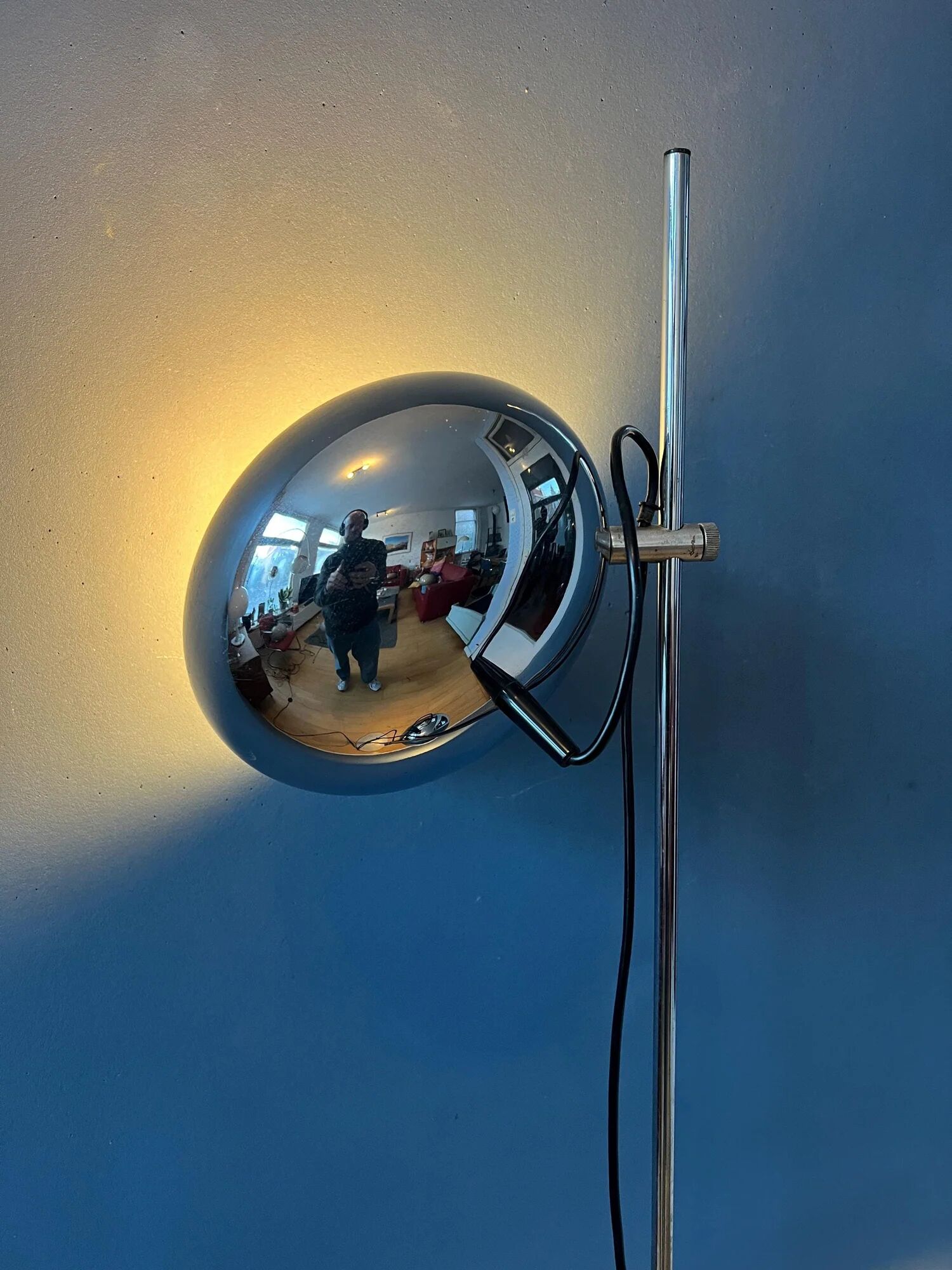 70s mid-century chrome Herda eyeball floor lamp