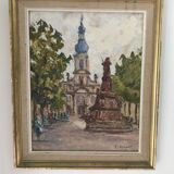 Tableau huile sur carton  signé C.Quillet