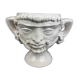 Large white earthenware flowerpot with faun heads circa 1900