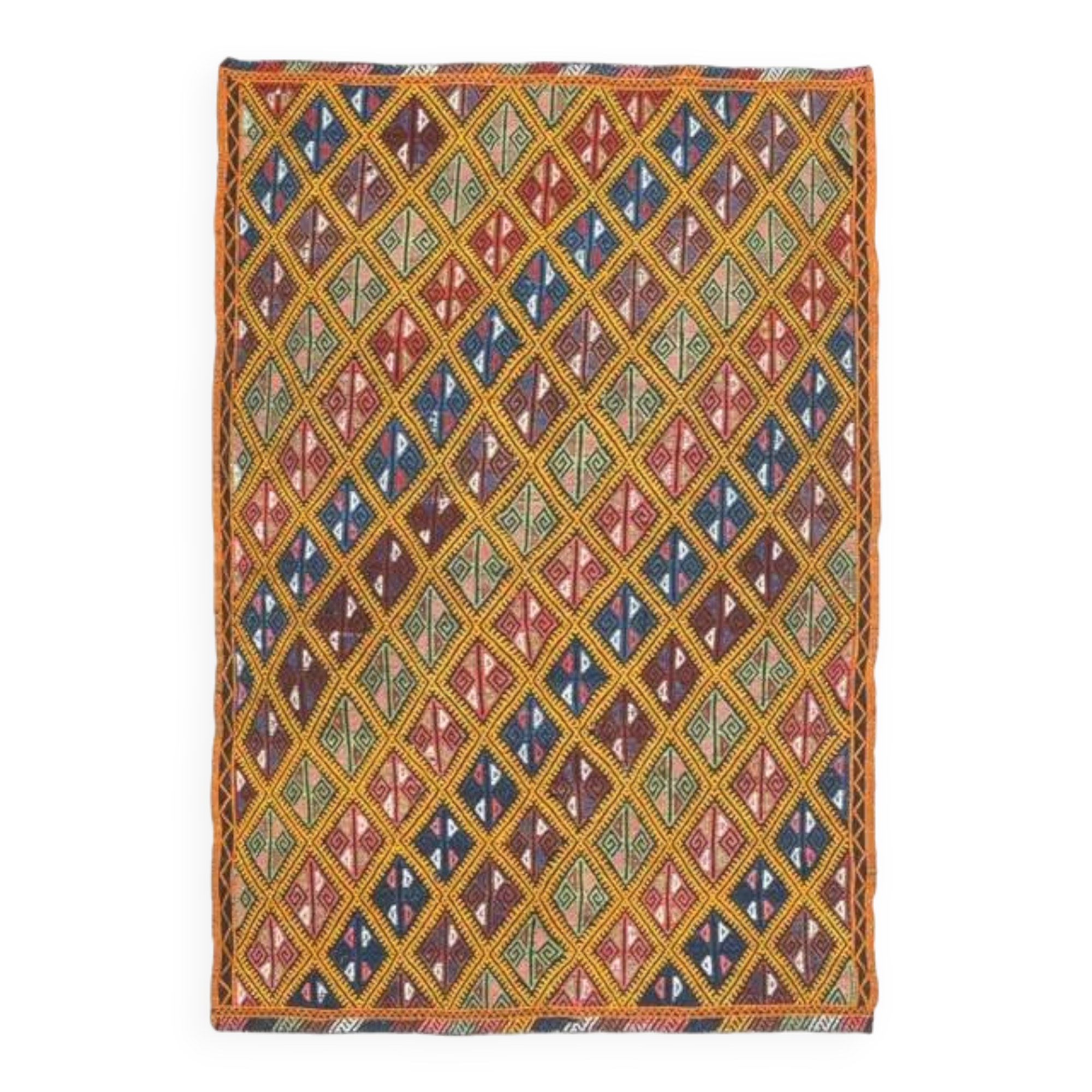 1970s Vintage Turkish Oushak Handmade Wool Cotton Orange Area Rug 158x233