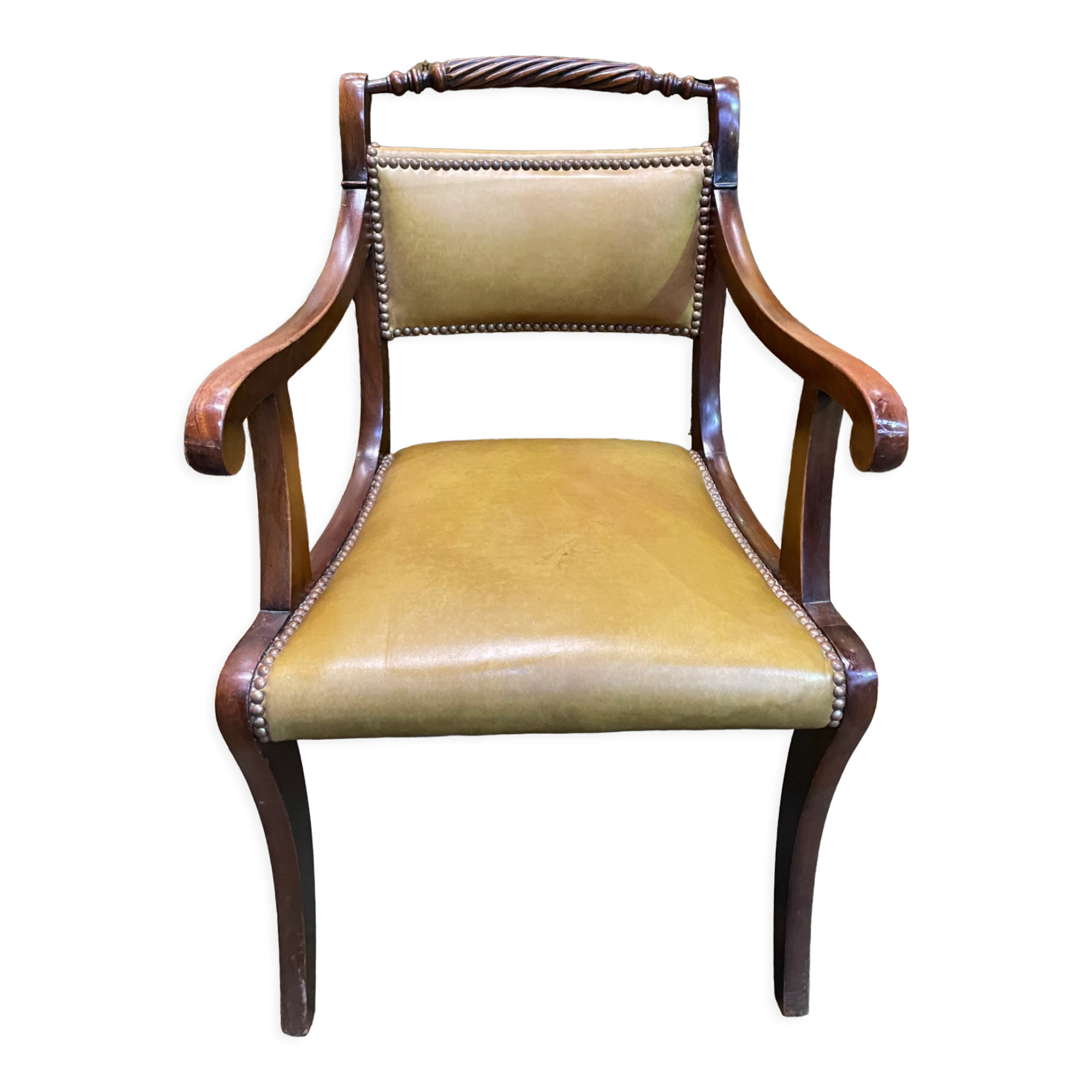 English office armchair mahogany and leather