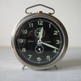 Old large mechanical alarm clock Peter Repeat Alarm chrome metal vintage retro decoration