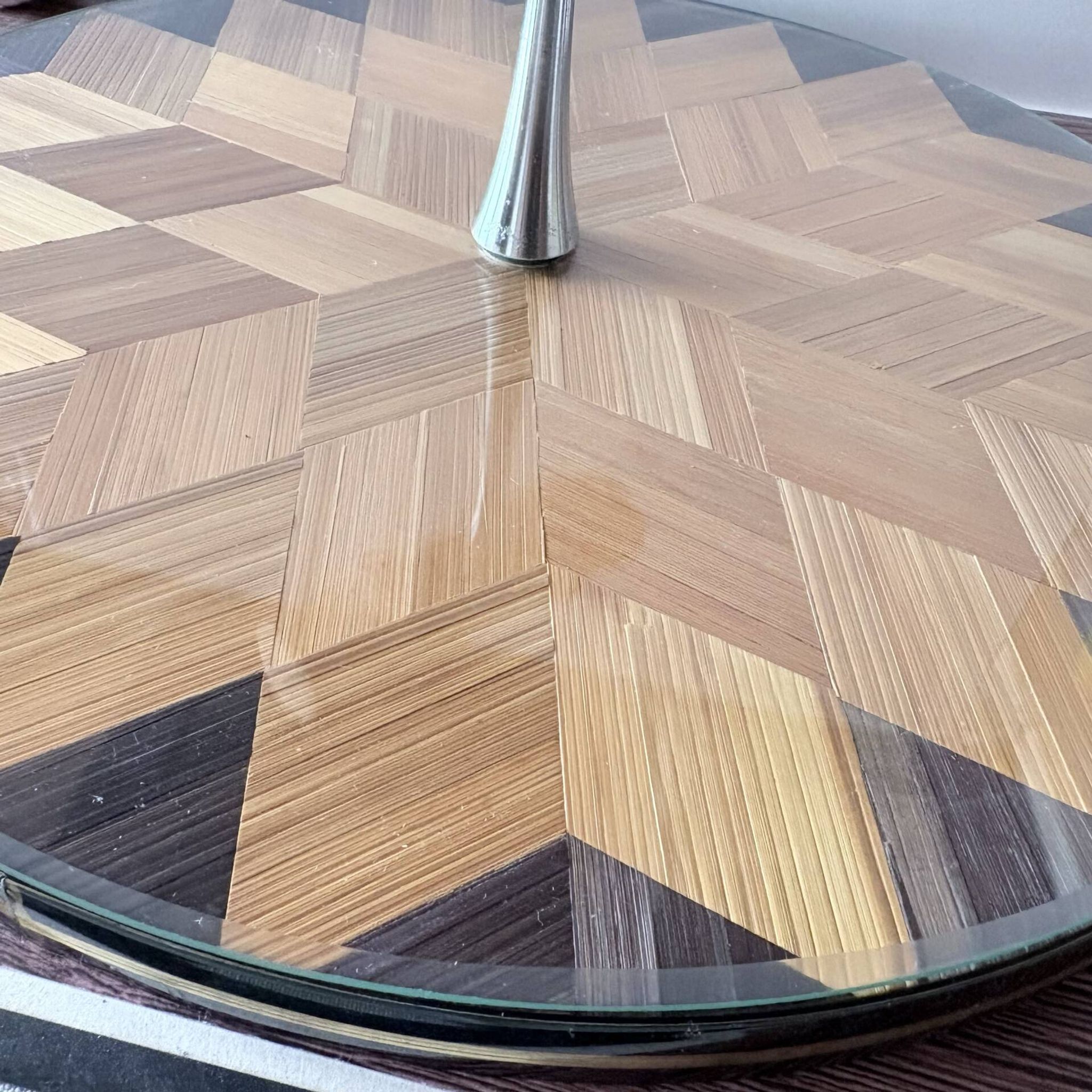 Plateau service marqueterie paille