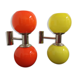 Pair of sconces from the 70s in opaline
