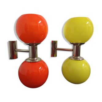 Pair of sconces from the 70s in opaline