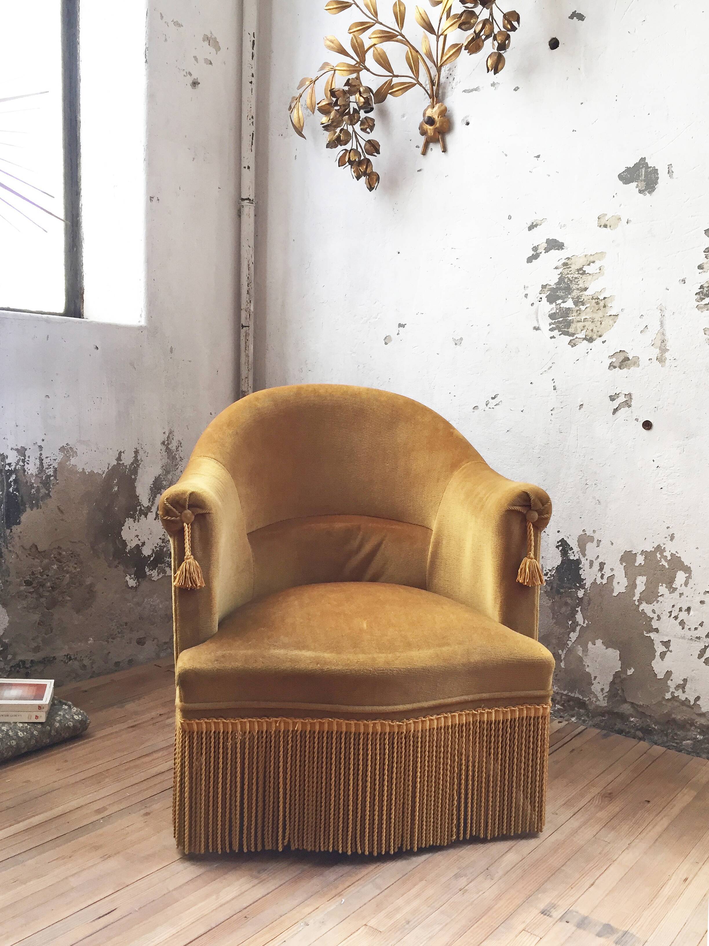 Fauteuil crapaud jaune