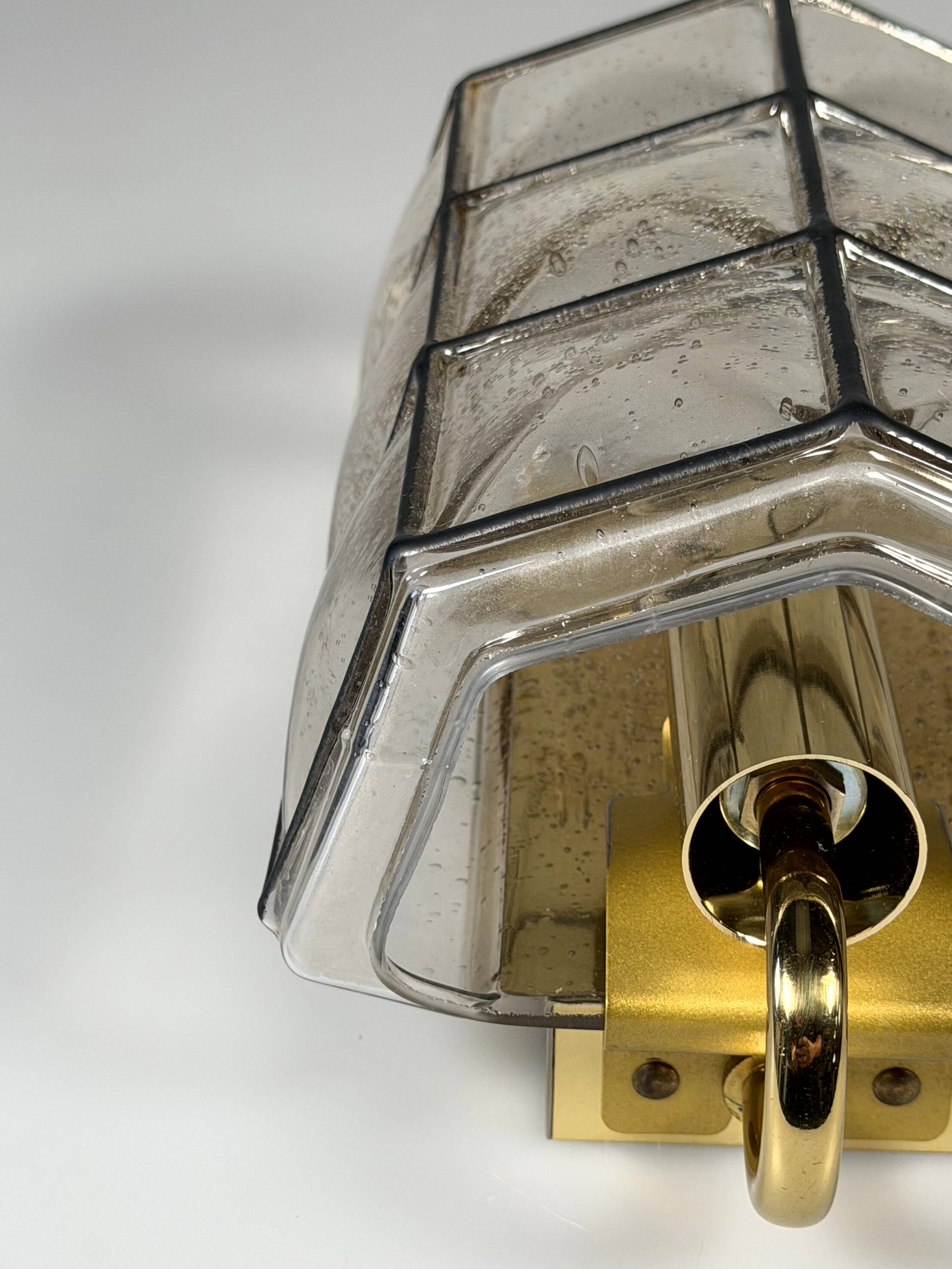 60s 70s Wall Lamp Wall Sconce Glashütte Limburg Germany Glass & Metal