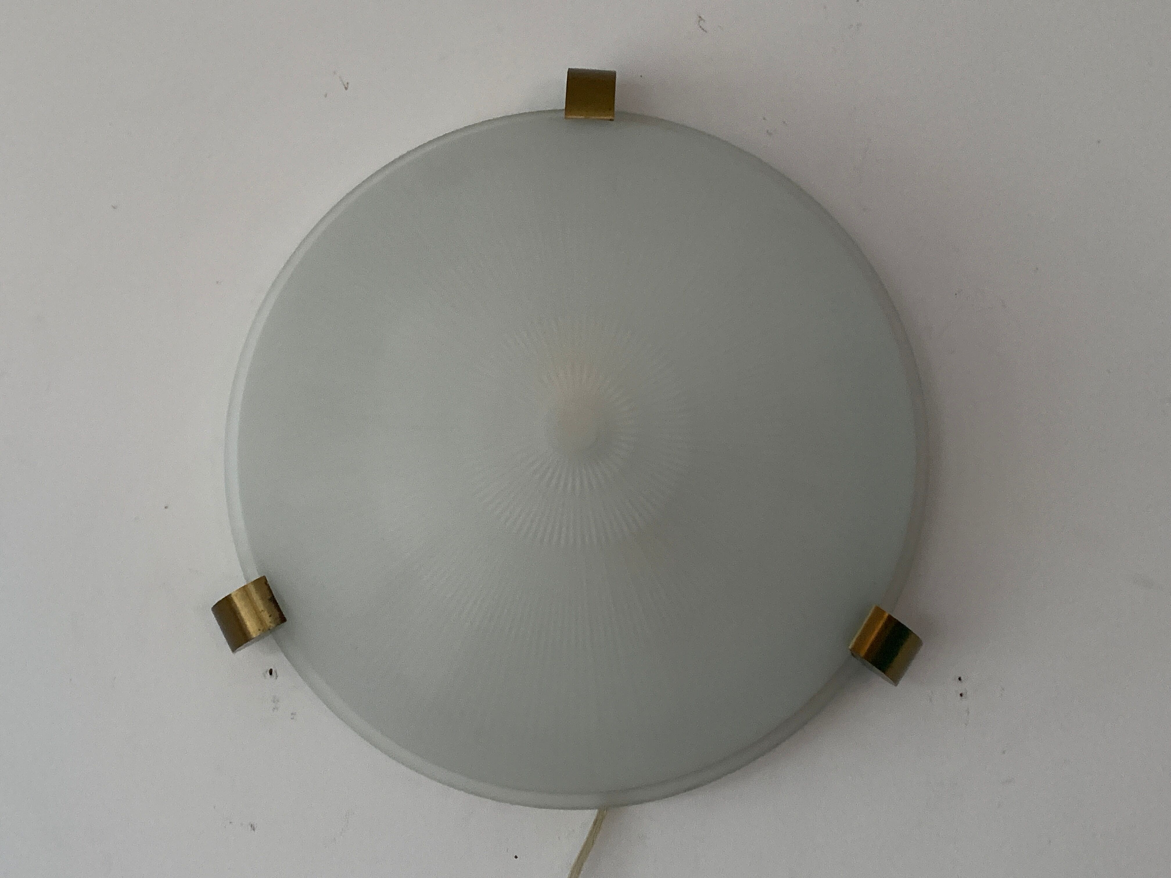 French ceiling light, design Jean Perzel, model 2004 in glass and bronze, 20th century