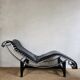 Chaise longue en cuir et acier chromé