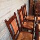 Set of 6 Brutalist Dudouyt / Courtray chairs in oak and straw 1940