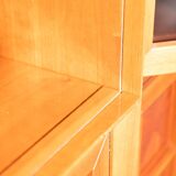 1970s Modular Corner Cabinet in Cherrywood with Glass and Carved Doors – “Fox Hunt” Design