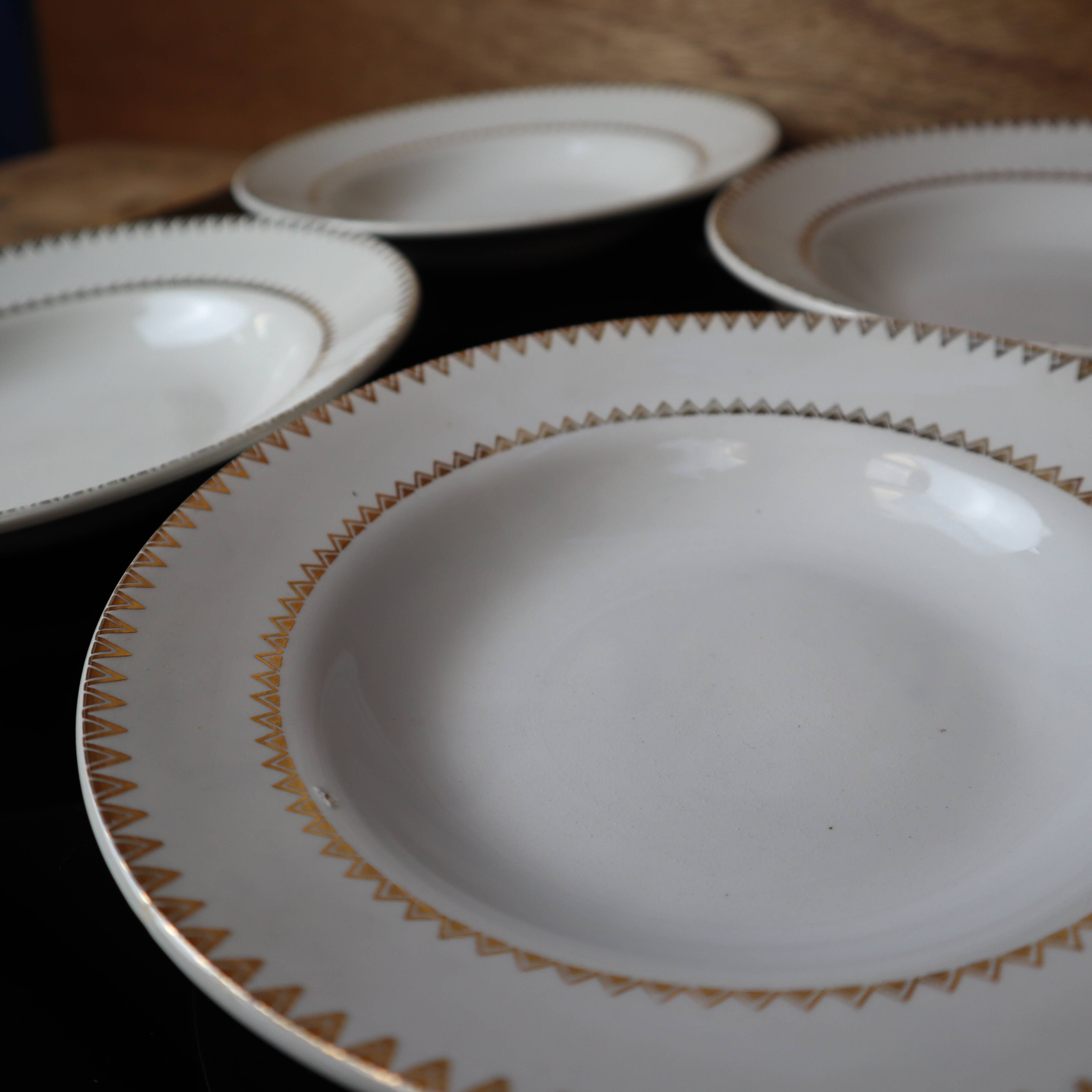 Set of 6 deep porcelain plates Golden Frise