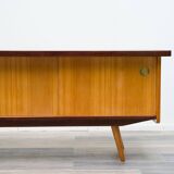 1950s low sideboard in ash, black formica surface. Professionally restored