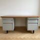 Vintage industrial desk in wood and grey metal