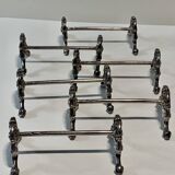 6 silver metal lion paw knife holders