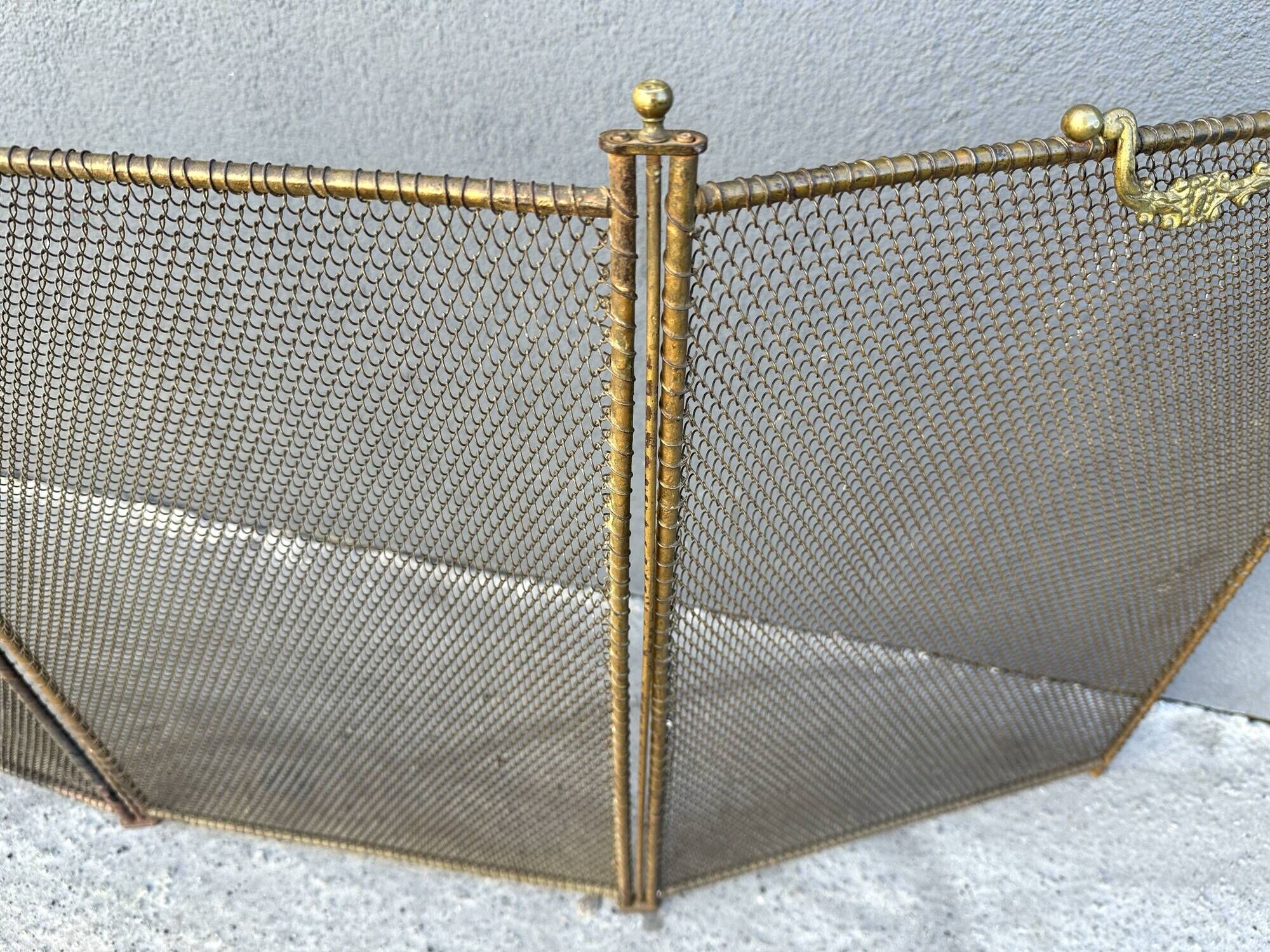 Antique fireplace screen from the 19th century, Napoleon III spark guard.