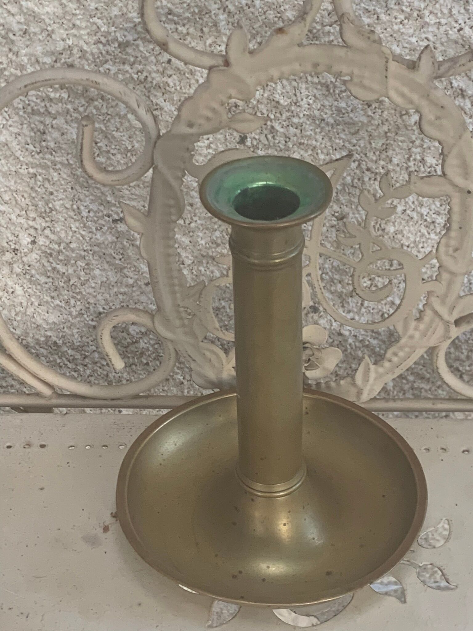Old copper cellar rat candle holder