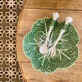 Vintage cabbage bowl and ceramic salad cutlery
