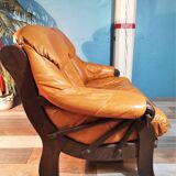 Canapé cuir 2 places 1970s