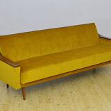 Mid-century yellow velvet sofa, 1960s