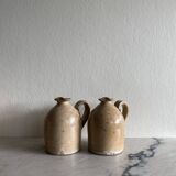 Stoneware oil pitcher x2