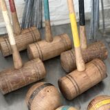 Old wooden croquet game
