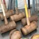 Old wooden croquet game