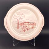 Gien serving dish with handles, burgundy landscape pattern - fcsv9