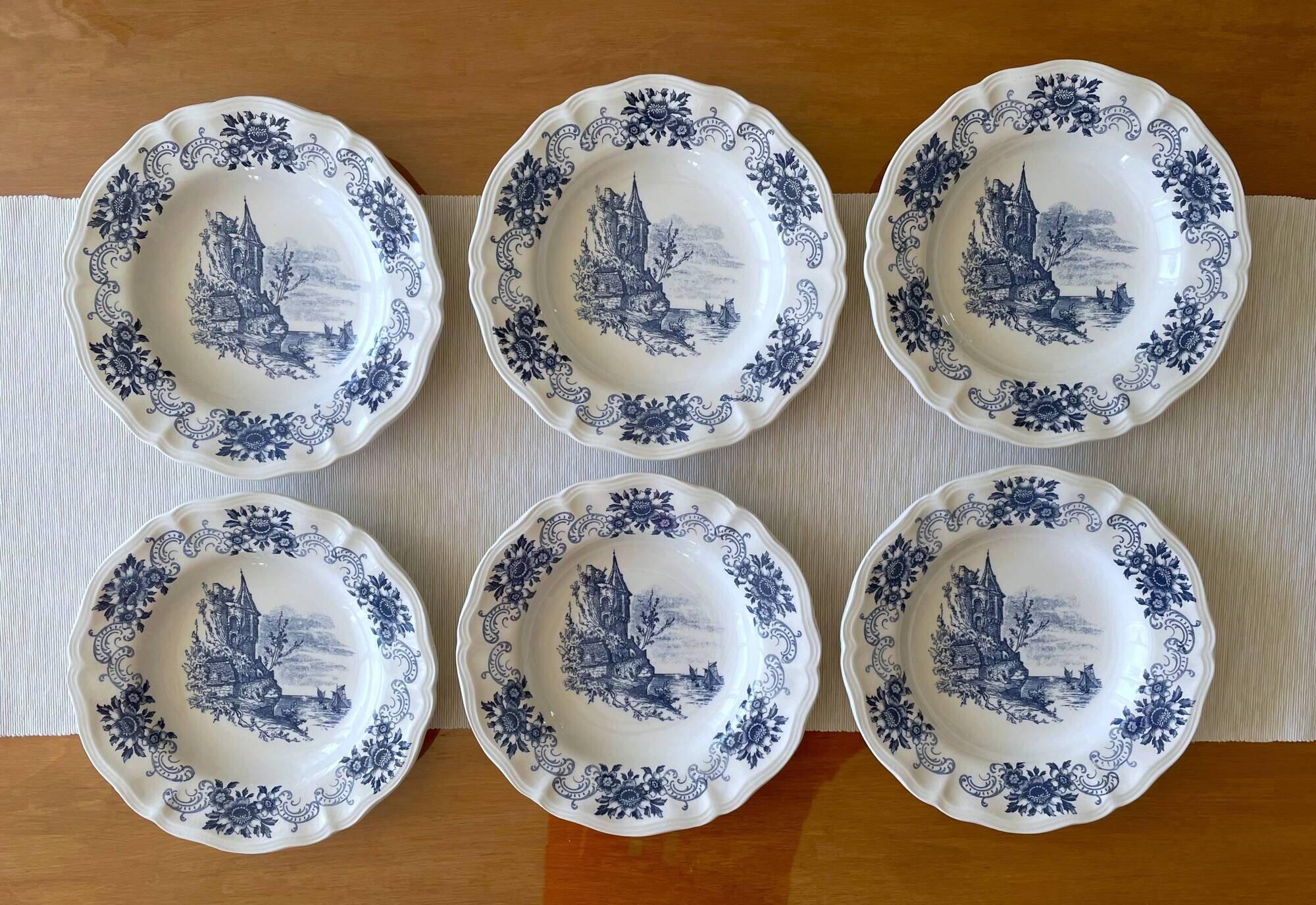 6 antique deep plates in Sarreguemines earthenware
