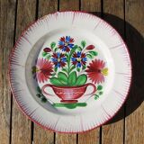 Ancienne Assiette Saint Clément : Panier de Fleurs