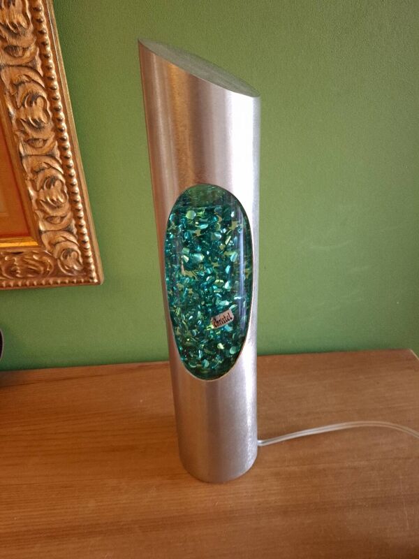 Lampe à paillettes années 70'S en aluminium brossée